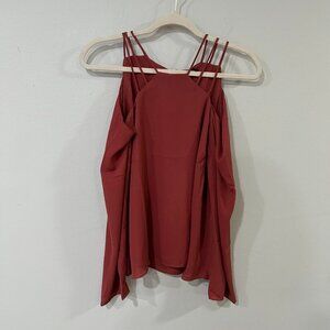 NWT Revolve Krisa Cold Shoulder Burnt Red Long Sleeve Blouse Women's Size XS
